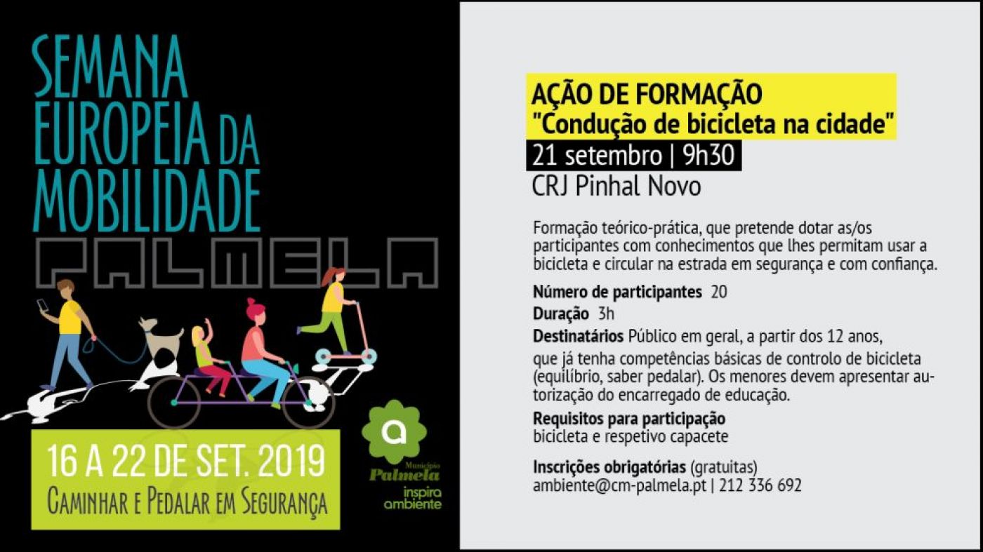 Ação de formação "Condução de bicicleta na cidade" - 21 de setembro | 9h30 | Pinhal Novo